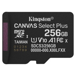 Kingston Canvas Select Plus 256GB MicroSDXC Tarjeta de Memoria Clase 10 UHS-I U1 A1 V30 150MB/s - Single Pack