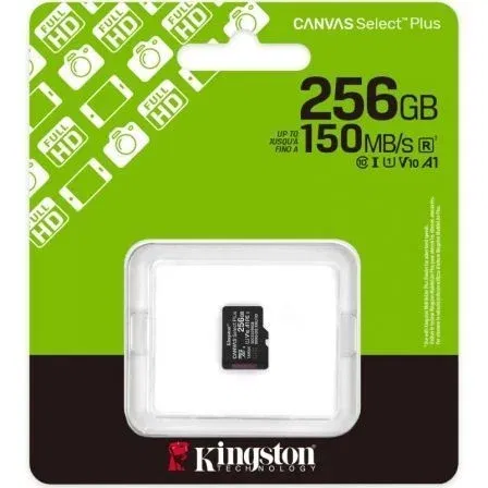 Kingston Tarjeta microSDXC Canvas Select Plus 256GB Clase 10 U1 V10 A1 150MB/s SDCS3/256GBSP