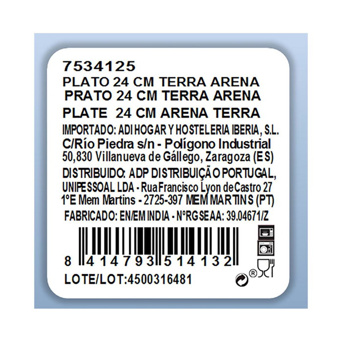 Ariane Plato Llano Terra 24 cm Beige