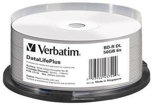 Verbatim DataLifePlus BD-R 50GB 6x Speed Imprimible (25 Unidades)