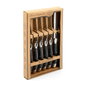 Lou Laguiole Set de 6 Cuchillos Steak Rustic Negro con Mango PP 13-0 de Inox microdentado
