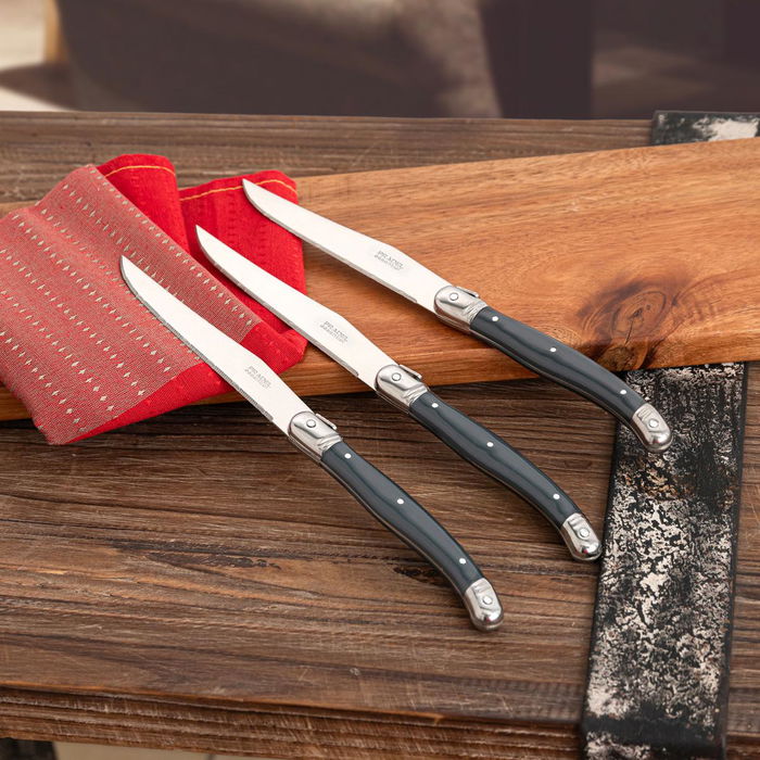 Set 6 Cuchillos Steak Inox +Mango Pp Rustic Lou Laguiole 13-0