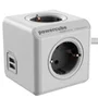 Allocacoc PowerCube Extended 1407/DEEUPC Base Múltiple con USB, 4 Tomas AC Tipo F + 2 Puertos USB, Cable 3m, Color Gris y Blanco