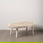 Mesa Centro Blanco Rozado Madera de Suar 100 X 70 X 45 cm