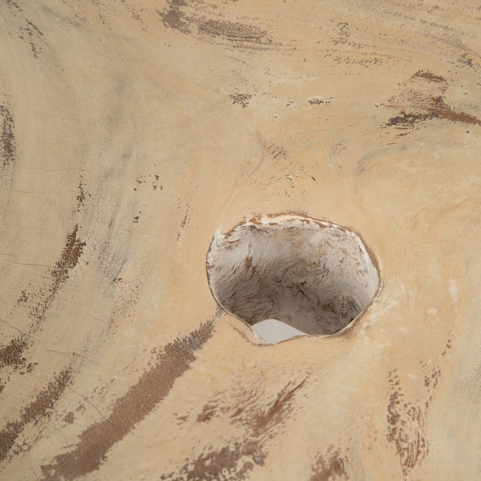 Mesa Centro Blanco Rozado Madera de Suar 100 X 70 X 45 cm