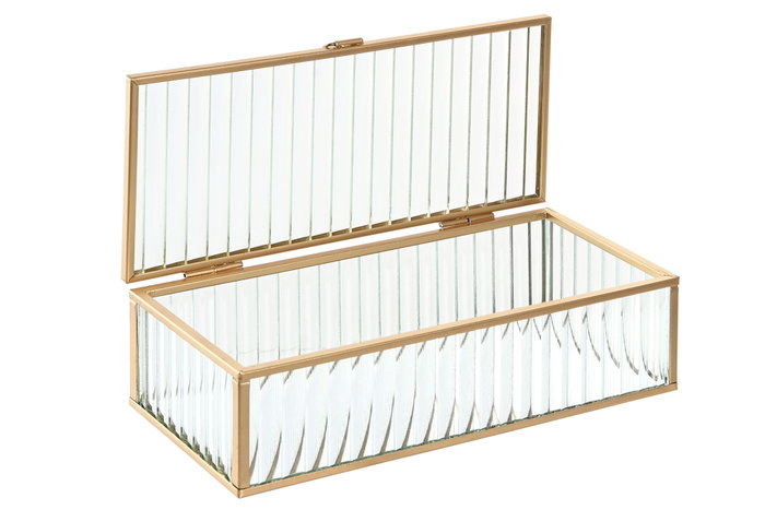 DKD Home Decor Joyero de Cristal y Metal Transparente y Dorado 23x10,5x6 cm DKD Home Decor Joyero de Cristal y Metal Transparente y Dorado 23x10,5x6 cm