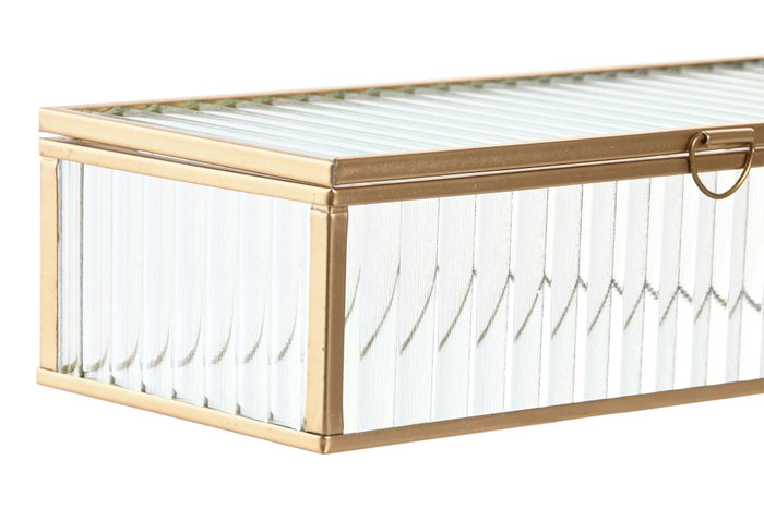 DKD Home Decor Joyero de Cristal y Metal Transparente y Dorado 23x10,5x6 cm DKD Home Decor Joyero de Cristal y Metal Transparente y Dorado 23x10,5x6 cm