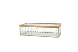 DKD Home Decor Joyero de Cristal y Metal Transparente y Dorado 23x10,5x6 cm