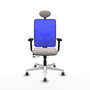 PIQUERAS Y CRESPO Silla de oficina Motilla con mecanismo Sincro/Traslack, Blanco y Azul
