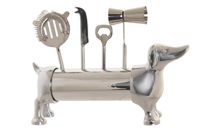 DKD Home Decor Set de Cóctel 4 Piezas Inox con Diseño de Perro Plateado Cromado DKD Home Decor Set de Cóctel 4 Piezas Inox con Diseño de Perro Plateado Cromado