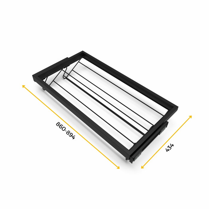 Emuca Kit de zapatero metálico y bastidor con guías cierre suave para armario, regulable, módulo 900mm, Negro texturizado