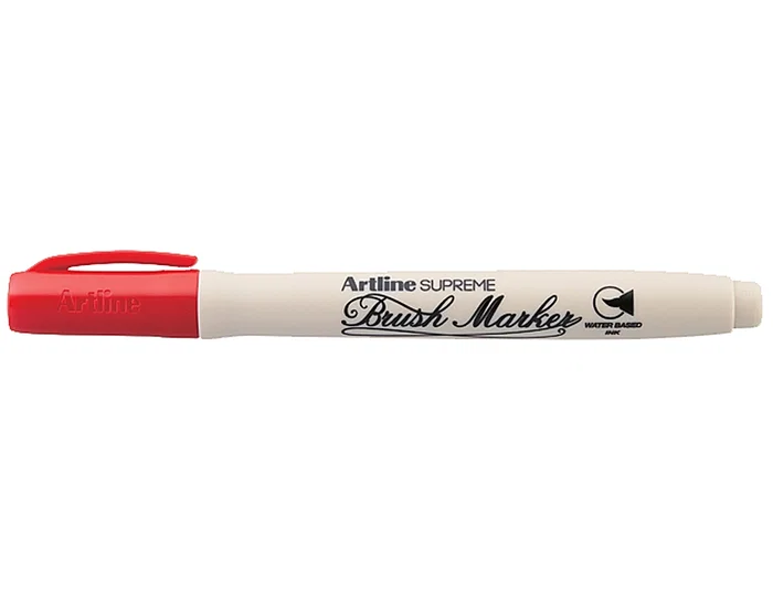 Artline Rotulador Supreme Brush Punta Pincel Trazo Variable Base Agua Rojo