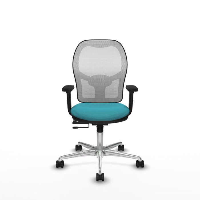 PIQUERAS Y CRESPO Silla de oficina Jorquera con mecanismo Sincro/Traslack, Turquesa y Blanco