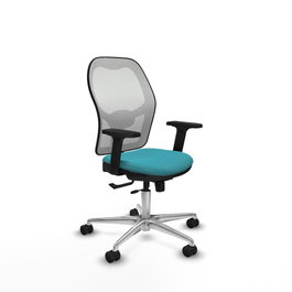 PIQUERAS Y CRESPO Silla de oficina Jorquera con mecanismo Sincro/Traslack, Turquesa y Blanco