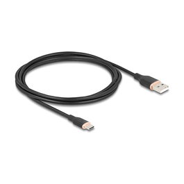 DeLOCK Cable USB 2.0 USB-A a USB-C, 2.5 Metros, Transferencia 480 Mbps, 3A Carga, Color Negro, Referencia 81227