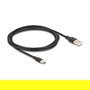 DeLOCK Cable USB 2.0 USB-A a USB-C, 2.5 Metros, Transferencia 480 Mbps, 3A Carga, Color Negro, Referencia 81227