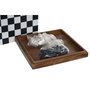 DKD Home Decor Juego de Ajedrez de Madera y Resina Azul Lacado