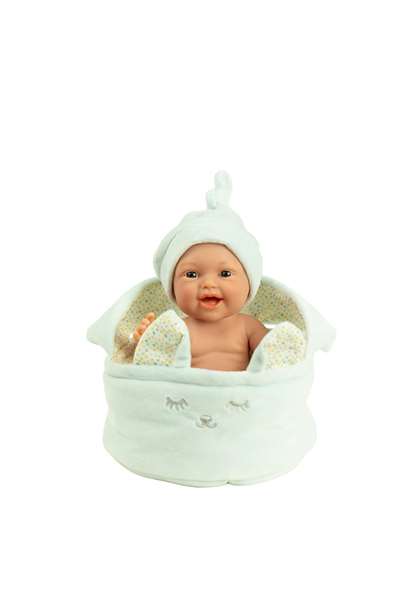 Muñecas Arias Muñeca Elegance Lupi Mint 26 cm con Canastilla, Cuerpo de Vinil