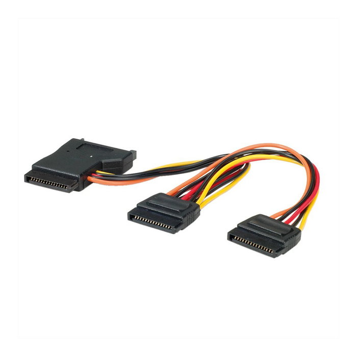 ROLINE Adaptador de Cable de Alimentación Y Interno SATA de 15 Pines a 3 SATA, Negro, 0.3 m, Referencia: Y-ADAPTERKBL SATA/3X SATA