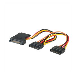ROLINE Adaptador de Cable de Alimentación Y Interno SATA de 15 Pines a 3 SATA, Negro, 0.3 m, Referencia: Y-ADAPTERKBL SATA/3X SATA
