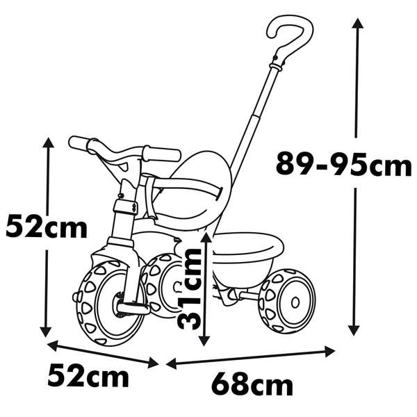 Smoby Be Move - Triciclo Rosa para Niños de 1 Año, Dimensiones 68x52x95 cm, Sin Montaje, Idioma Noruego