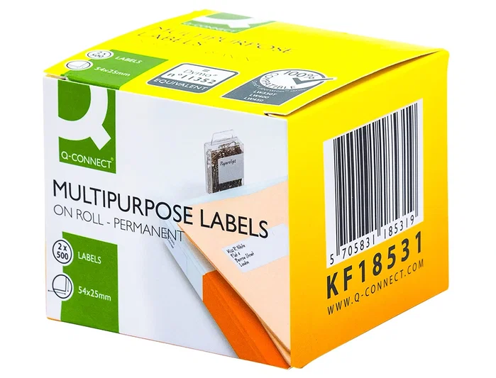 Q-connect KF18531 Etiquetas Adhesivas Permanentes compatibles con DYMO 11352, 54x25 mm