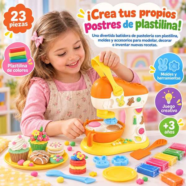 Jugatoys - pequeñ@sartistas Juego de plastilina batidora y accesorios de 23 piezas