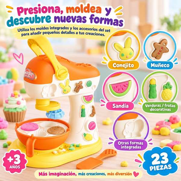 Jugatoys - pequeñ@sartistas Juego de plastilina batidora y accesorios de 23 piezas