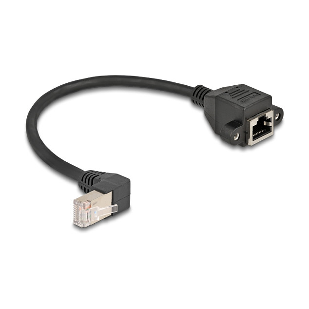DeLOCK Cable de extensión de red Cat6a S/FTP RJ45 macho 90° a RJ45 hembra 0,25 m negro DeLOCK Cable de extensión de red Cat6a S/FTP RJ45 macho 90° a RJ45 hembra 0,25 m negro