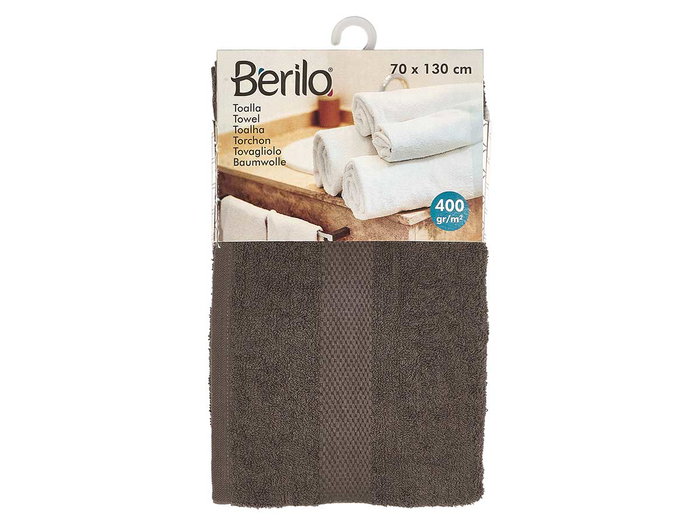 Berilo - Toalla Lisa de Baño 70x130 cm - Gris - 80% Algodón 20% Poliéster - Gramaje 400 g (Set de 12)