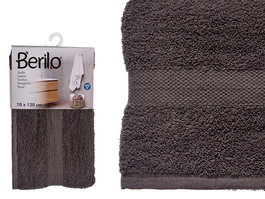 Berilo - Toalla Lisa de Baño 70x130 cm - Gris - 80% Algodón 20% Poliéster - Gramaje 400 g (Set de 12)