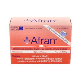 NARVAL PHARMA, S.A. Afran 30 Comp. con Azafrán, Vitamina B6 y Magnesio para el Sistema Nervioso