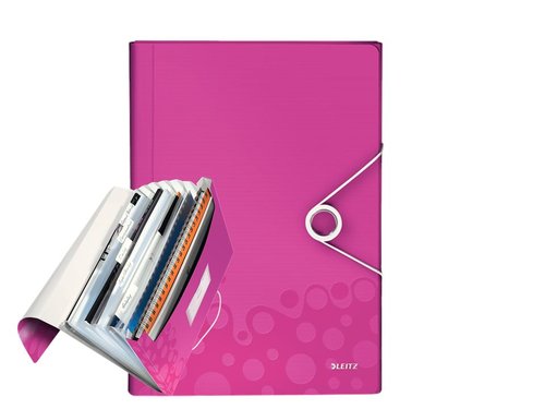 Leitz Carpeta Acordeón WOW PP A4, Fucsia con 6 Separadores Leitz Carpeta Acordeón WOW PP A4, Fucsia con 6 Separadores