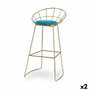 Taburete Gift Decor Azul Dorado Poliéster Hierro 51 x 94 x 52 cm (2 Unidades)