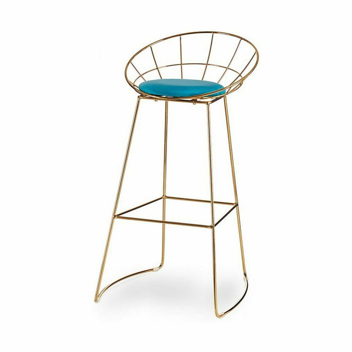 Taburete Gift Decor Azul Dorado Poliéster Hierro 51 x 94 x 52 cm (2 Unidades)