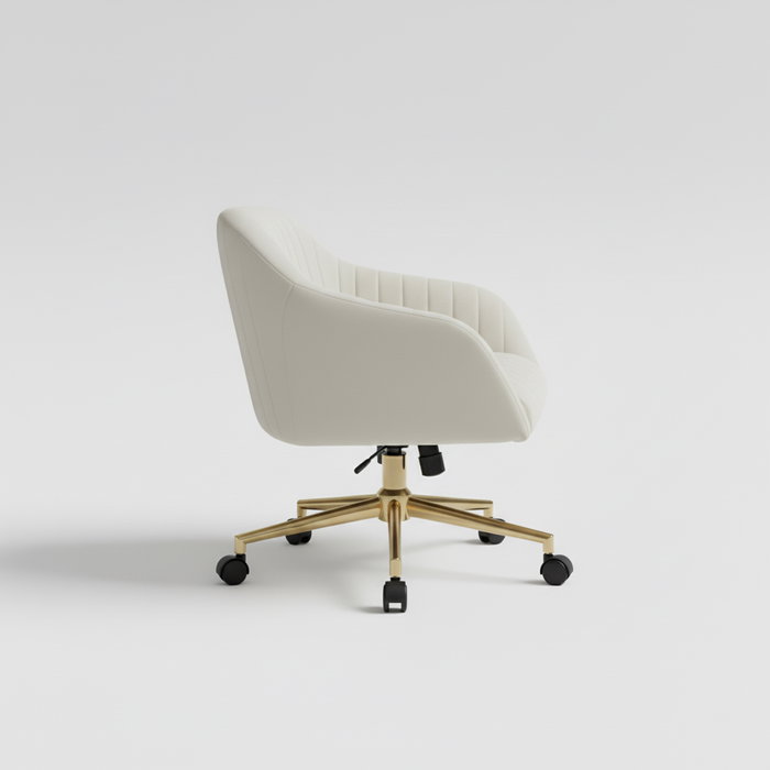 BORDECOR Silla Yildun en terciopelo blanco con base dorada