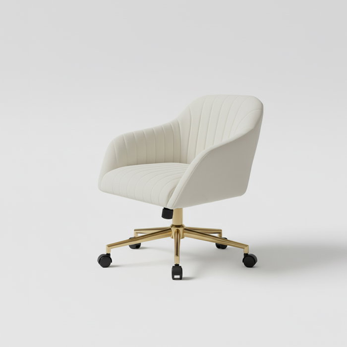 BORDECOR Silla Yildun en terciopelo blanco con base dorada