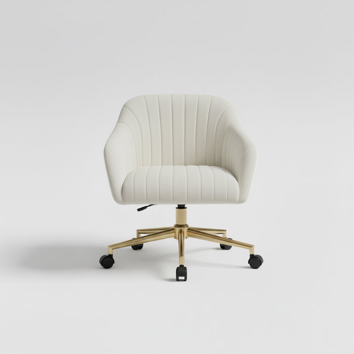 BORDECOR Silla Yildun en terciopelo blanco con base dorada
