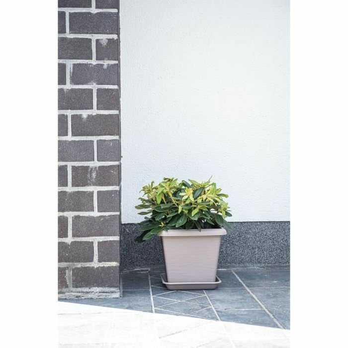 Garden Id Maceta Cuadrada Teramo Taupe Efecto Piedra