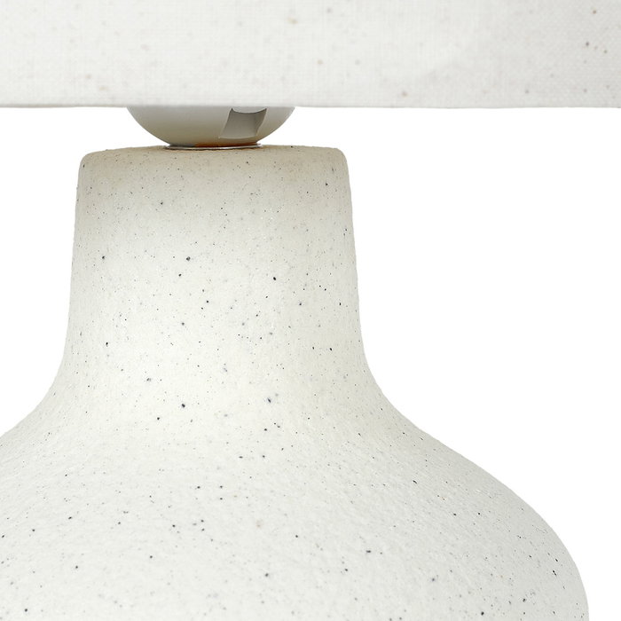 Home Deco Factory Lámpara de Mesa Cerámica con Pantalla de Lino, Estilo Natural, Color Crema, 50 cm de Altura x 20 cm de Diámetro