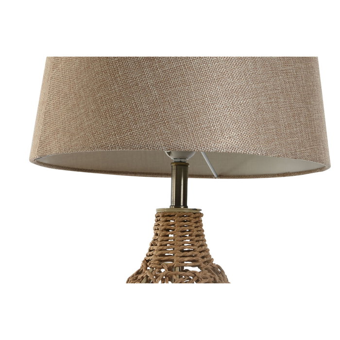 DKD Home Decor Lámpara de Sobremesa de Ratán y Lino Beige DKD Home Decor Lámpara de Sobremesa de Ratán y Lino Beige