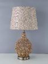 DKD Home Decor Lámpara de Sobremesa de Ratán y Lino Beige