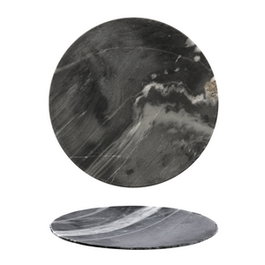 Summa Premium Plato de Mármol 25 cm Negro - Plato Llano para Vajilla (Set de 3)