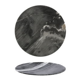 SUMMA PREMIUM SUPIEDRA Plato Negro de Piedra Natural, Plato Llano para Vajilla, Diámetro 25 cm (Set de 3)