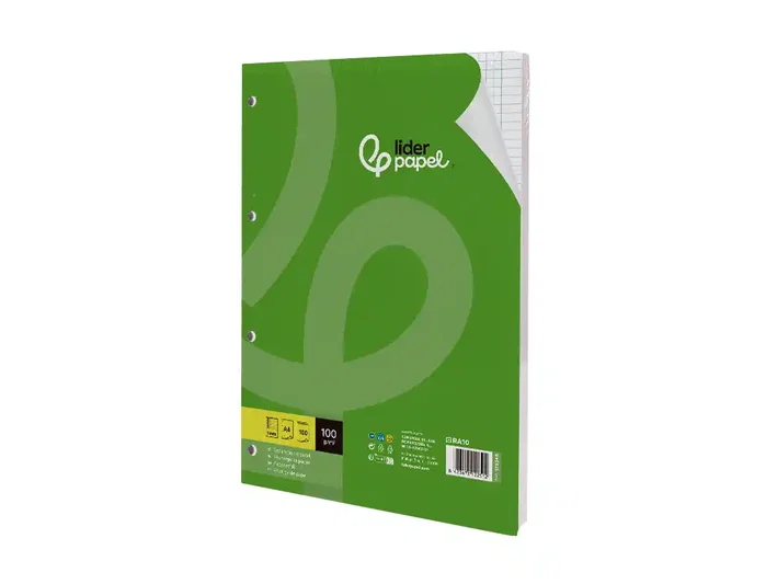 Liderpapel Recambio A4 100 Hojas Cuadriculado 5mm con Margen y 4 Taladros Liderpapel Recambio A4 100 Hojas Cuadriculado 5mm con Margen y 4 Taladros