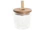 DKD Home Decor Bote de Cristal y Acacia de 300ml con Cuchara