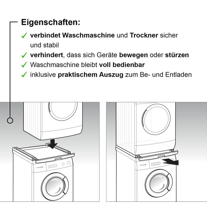 Bosch WTZ11400 Kit Apilable con Bandeja Deslizante 60 cm Blanco
