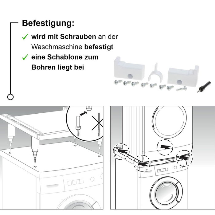 Bosch WTZ11400 Kit Apilable con Bandeja Deslizante 60 cm Blanco