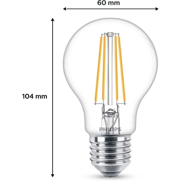 Philips 8718696775059 Bombilla LED Transparente E27 60W Blanca Cálida