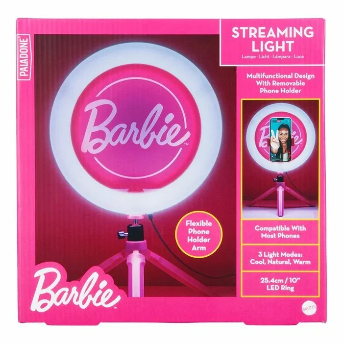Paladone Aro de Luz LED Barbie con Trípode y Soporte para Smartphone, 25,9 cm